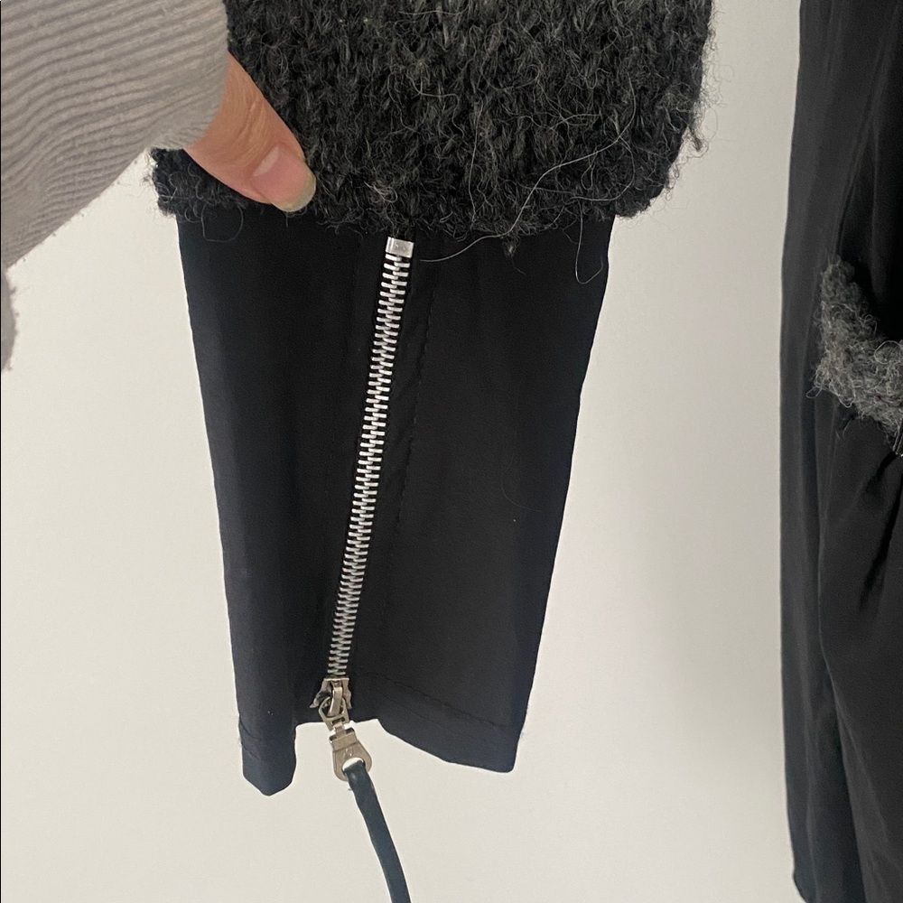 Zone Bleue Paris Black & Grey Ruffled Knit & Cotton Jacket Sz S Artsy Lagenlook - Picture 8 of 12